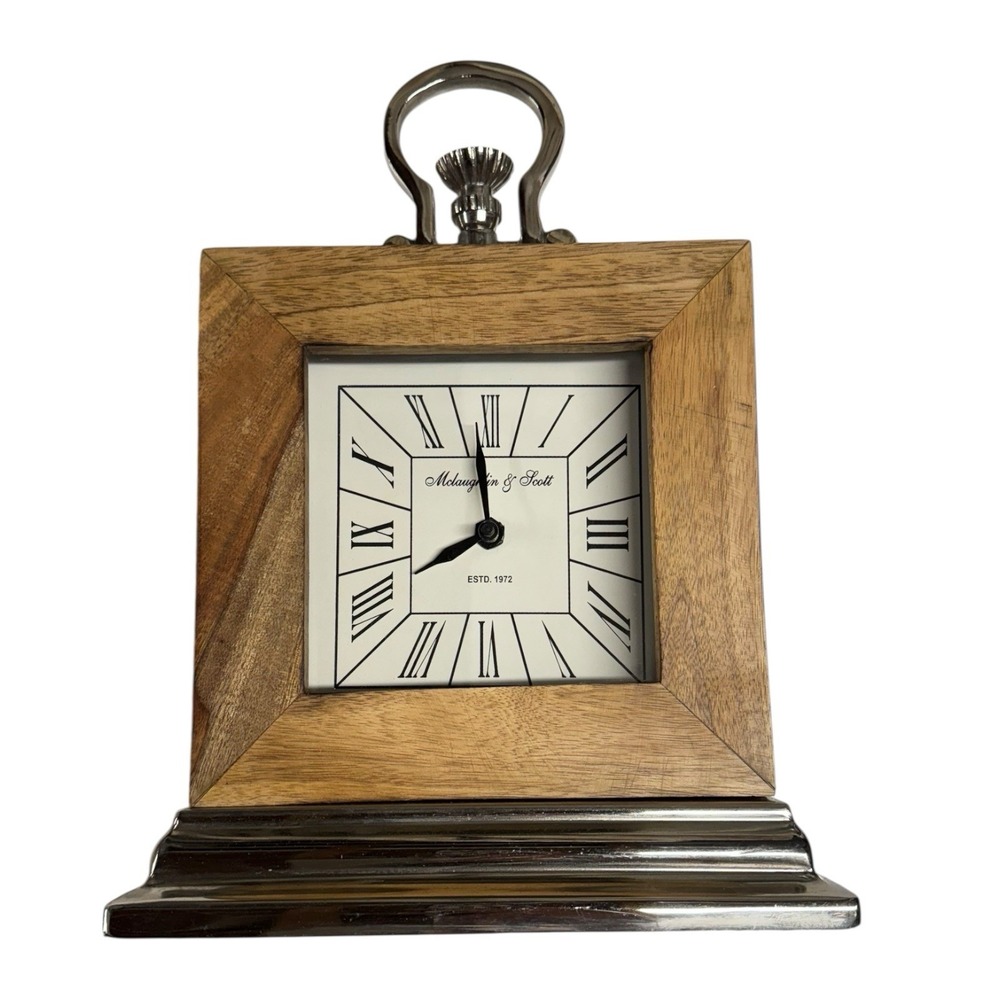 McLaughlin & Scott Cambridge Desk Mantle‎ Natural Wood Clock 2017 Rare WP66Q